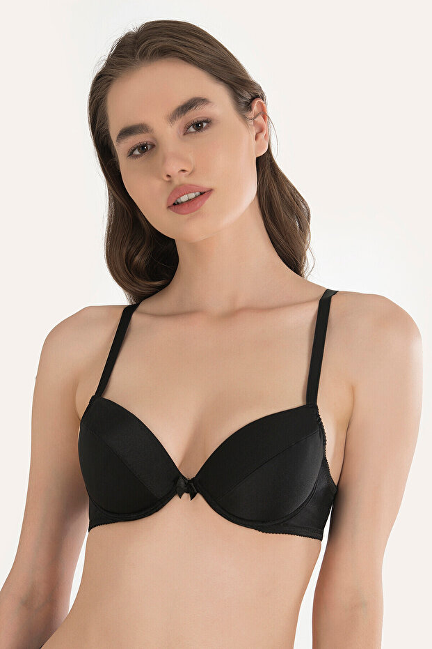 Black Micro Bra with Removable Support - 2