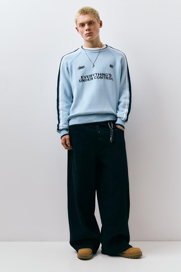 STWD işlemeli çizgili kazak - 2