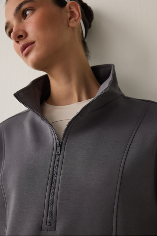 Silky Feel Half Zip Sweatshirt - 4