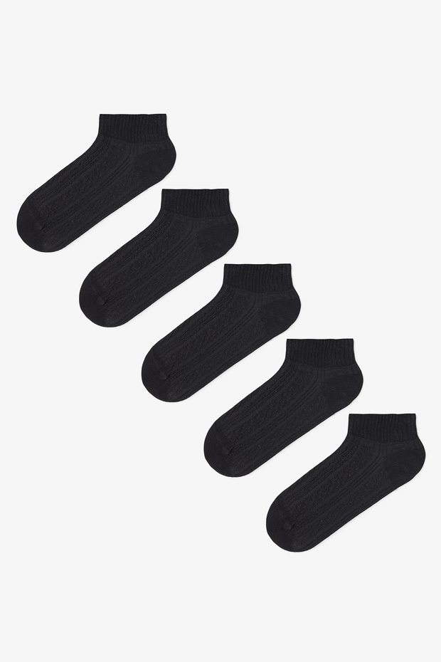 5 Pairs of Cotton Thick Ankle Detailed Booties Socks