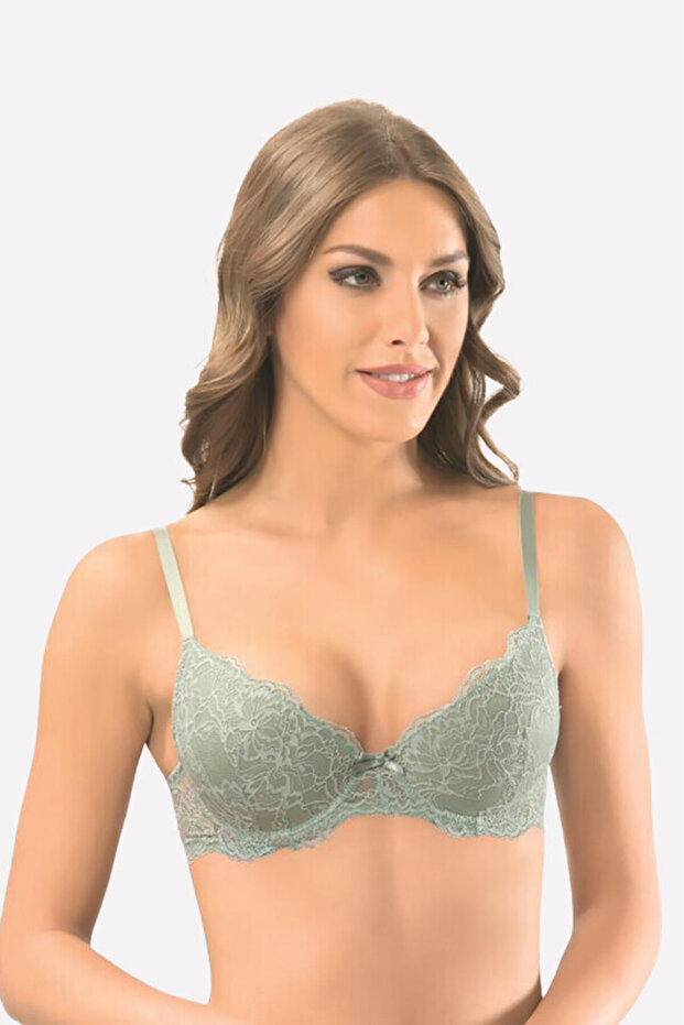 Green Lace Padded Bra - 1