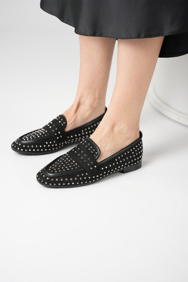 Women's Stoned Babet Mery Ceyn Stoned Flat Square Loafer Stylish Babet