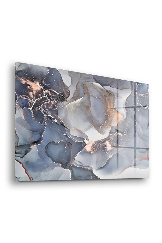 Glass Table Gray Marble Patterned - 1