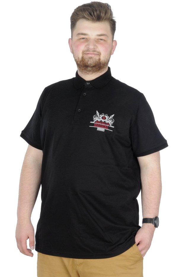 Mode XL Large Size T-Shirt Polo Design Mx 22346 Black
