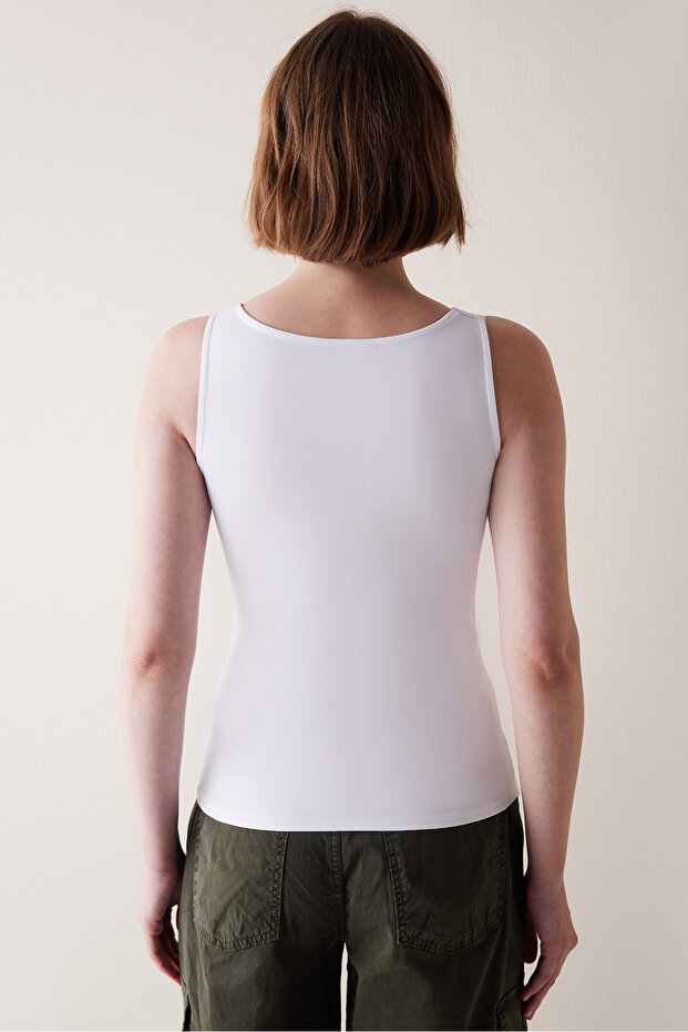 V Neck Beyaz Üst - 5