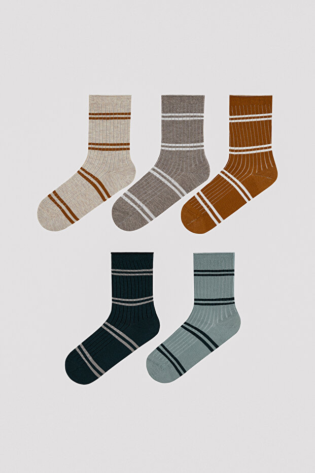 Block Striped 5-Piece Socks - 1