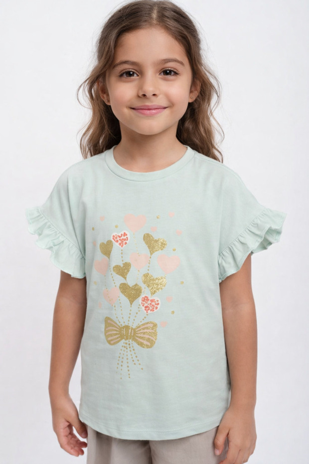 Girl's T-Shirt with Ruffle Sleeves