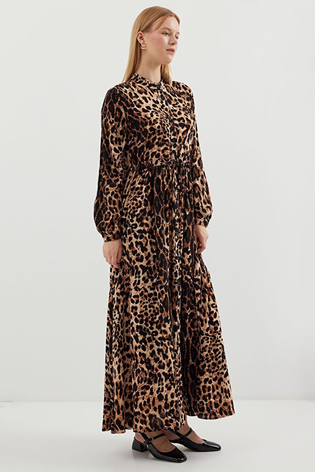 فستان ماكسي بأزرار منقوشة من BDART - 2