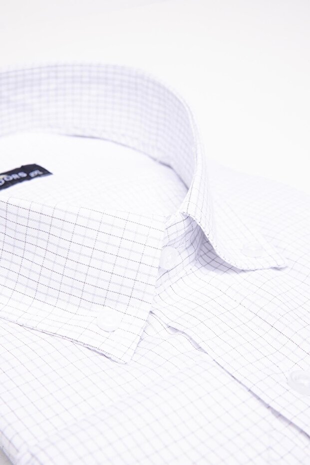 Men's Big Size Large Size Long Sleeve Striped White Shirt