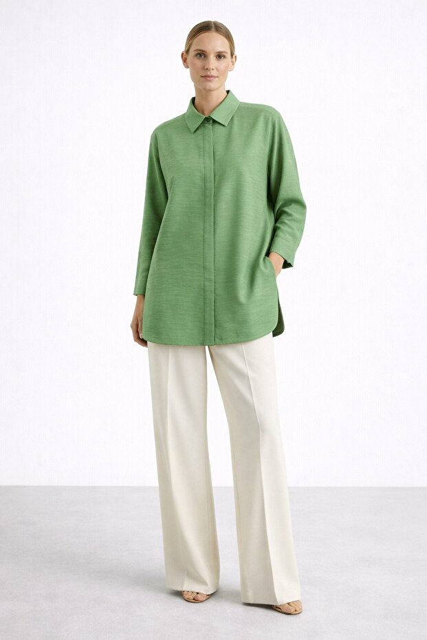 Y3001 Oversize Basic Gömlek - 1