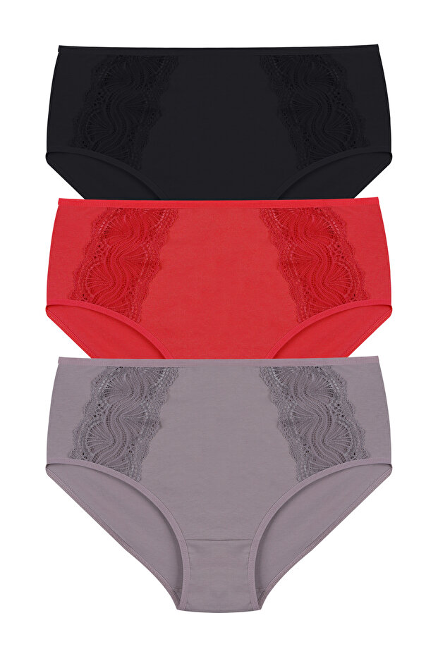 Women's 3-Piece Lace Detailed Cotton Panties