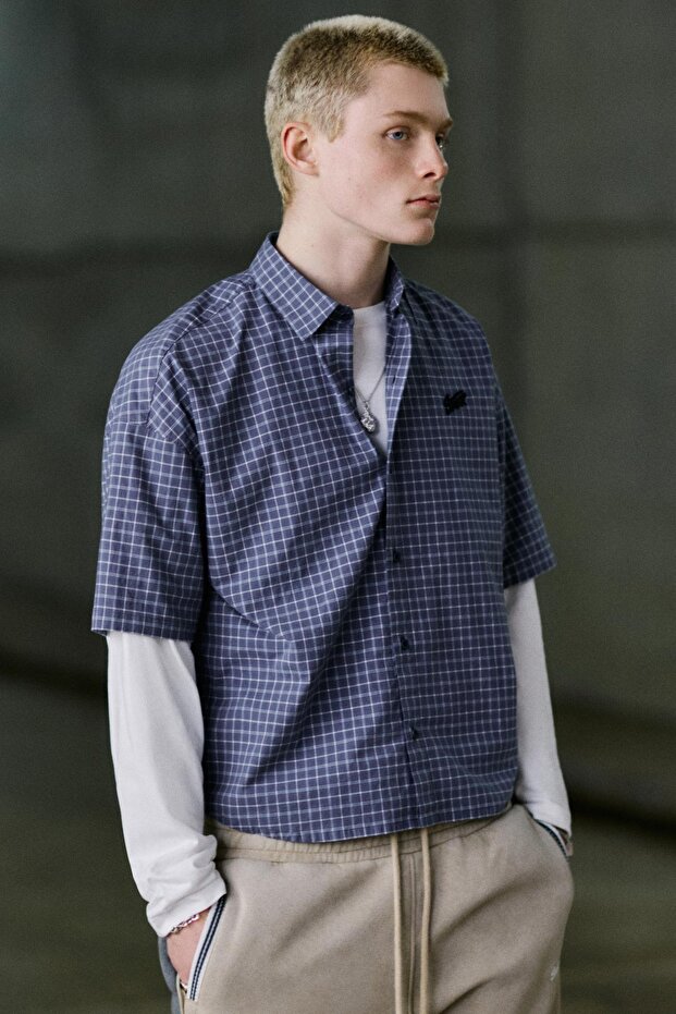 Çift kollu kareli gömlek - 1