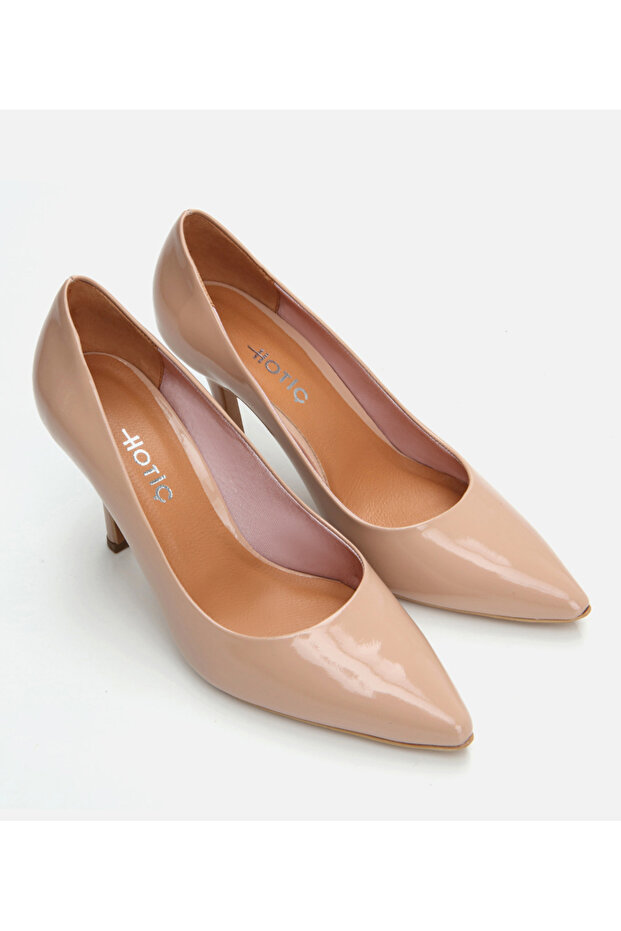 Kadın Deri Bej Stiletto - 2