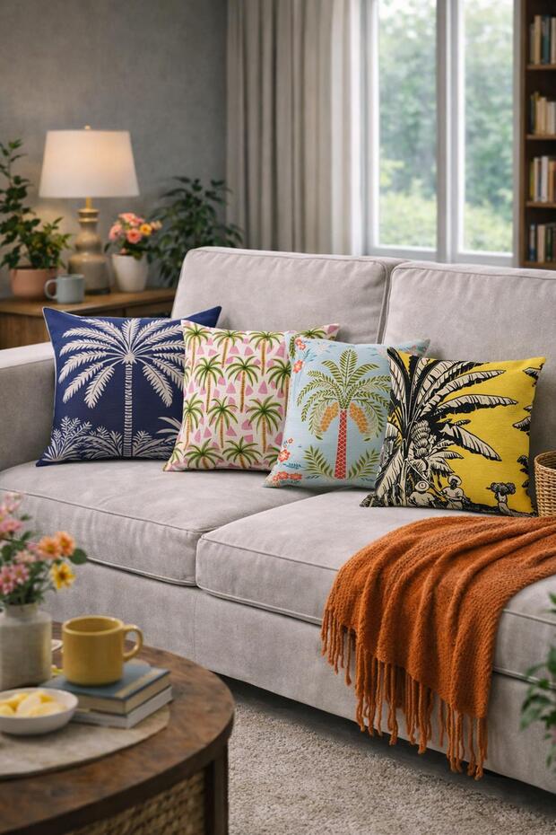 . Double-Sided Printed 4-Piece Throw Pillow Cover Set 6Aod11