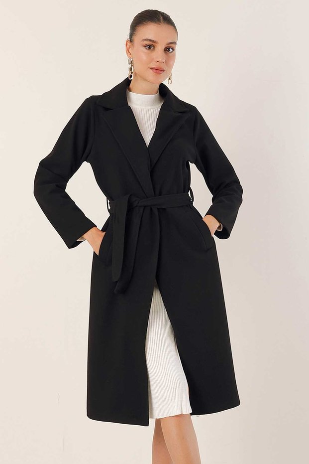 Bdart Double-Breasted Collared Belted Cashmere Jacket