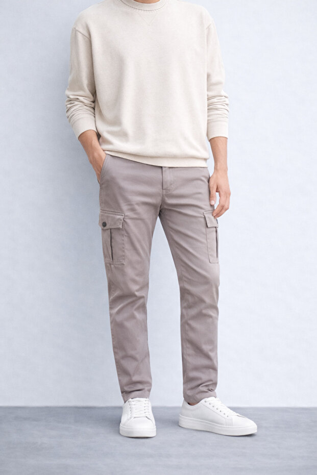 Men'S, Cargo Pocket, Cotton, Gabardine Weave, Trousers 21Inp207