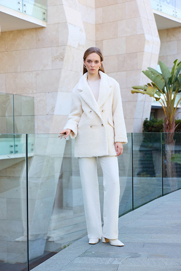 Jacket Collar Buttoned Teddy Coat - 2