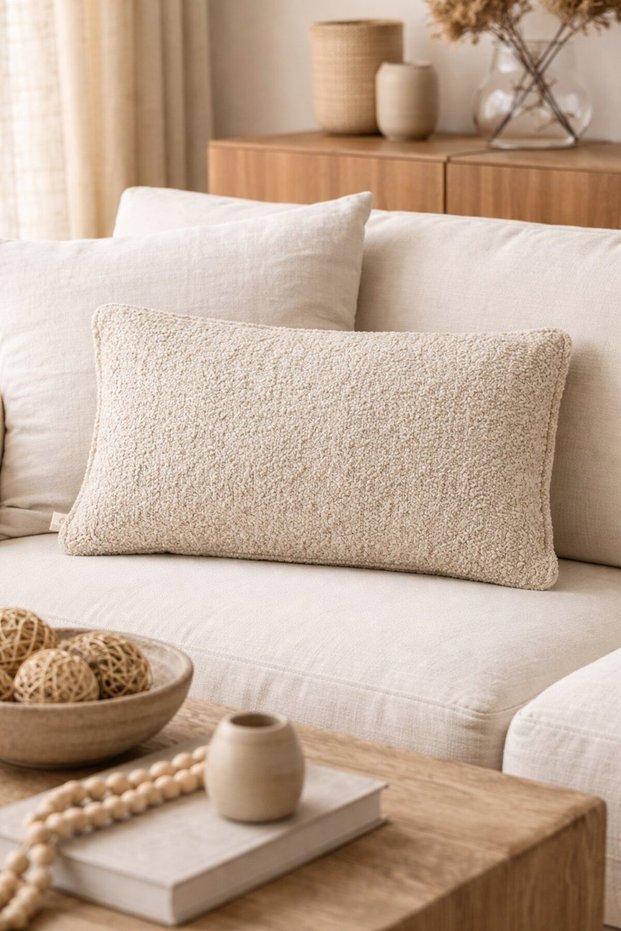 Teddy Beige Rectangular Throw Pillow Cover (30X50)