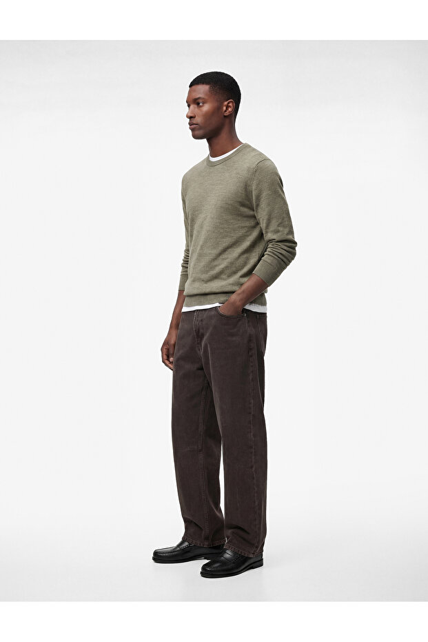 Langärmliger Basic-Strickpullover mit Rundhalsausschnitt - 2
