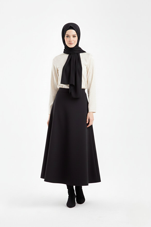 Women's Hijab Scuba Fabric 92 cm Long Flared Skirt