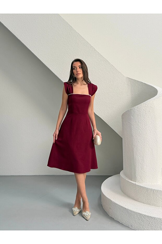 Rochie midi cu perle - 4