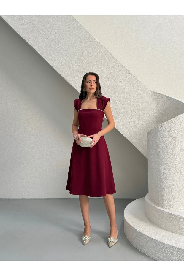 Rochie midi cu perle - 1