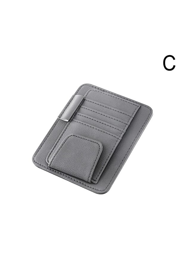 Brown Car Sun Visor Organizer Multi-Pocket Business Card Storage Management Sunglasses Holder Visor