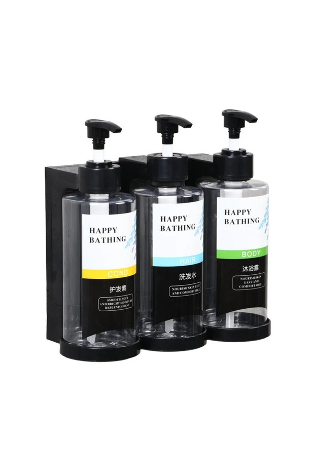 Transparent three he Hotel Shampoo and Shower Gel Separate Bottles Wall Mounted No Punching Hand San