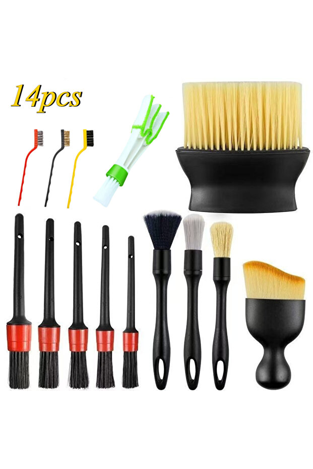 14pcs 14pcs Car Detailing Brush Set Car Exterior Interior Detail Brushes Auto Ultra Soft Brush for C