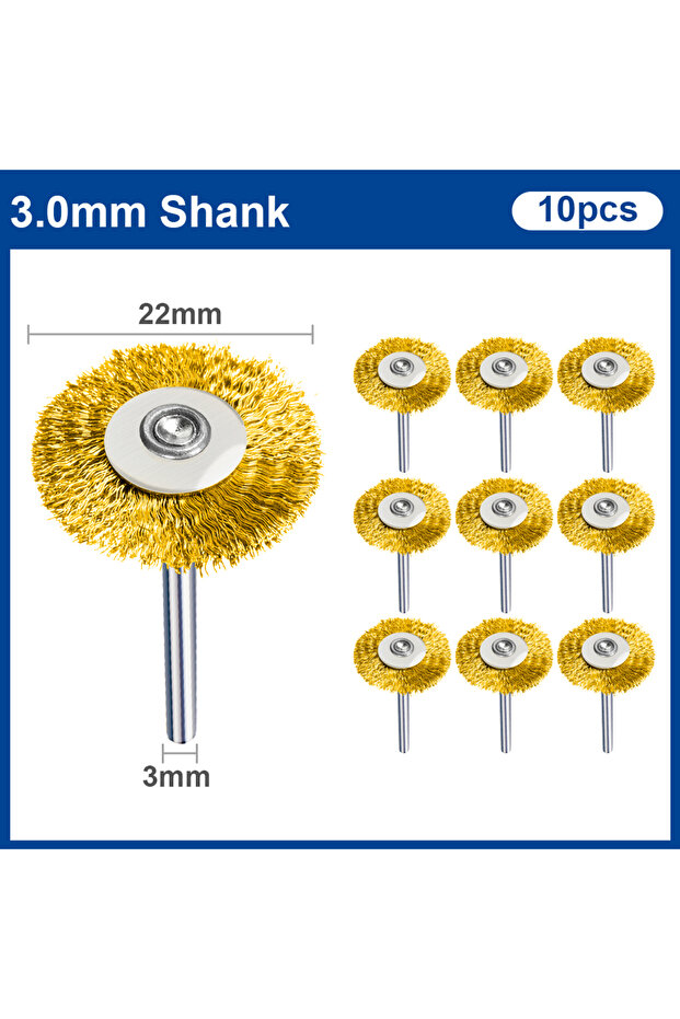 10pcs Brass XCAN 10/20pcs 22mm Wire Wheel Brushes Stainless Steel/Brass/Nylon 3.0mm Shank for Grinde
