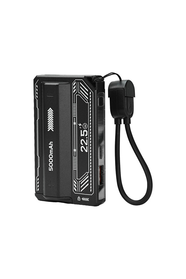 black PD20W Power Bank Case High-Capacity 21700 Battery Case Fast Charging Built-in Cable Detachable