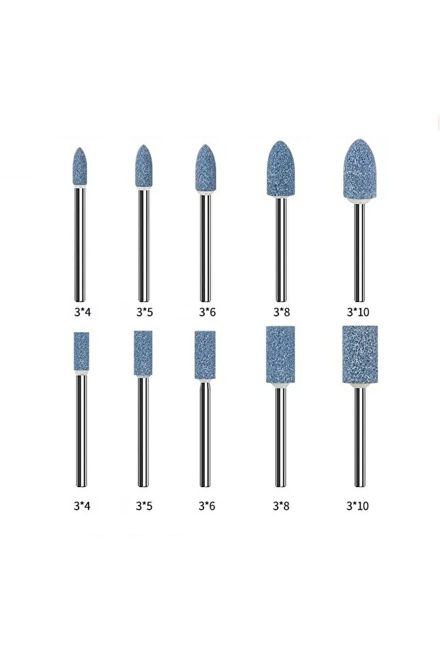 مجموعة من 10 قطع من رؤوس تلميع الأحجار الكاشطة، عجلات طحن، رؤوس صنفرة، ساق 3 مم، كهربائية