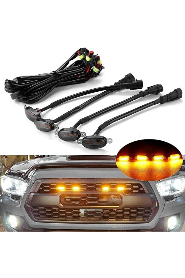 مصباح LED شبكي للسيارة 4x4، ضوء أصفر، ضوء نهاري، ضوء تحذير LED مزخرف، شاحنة صغيرة...