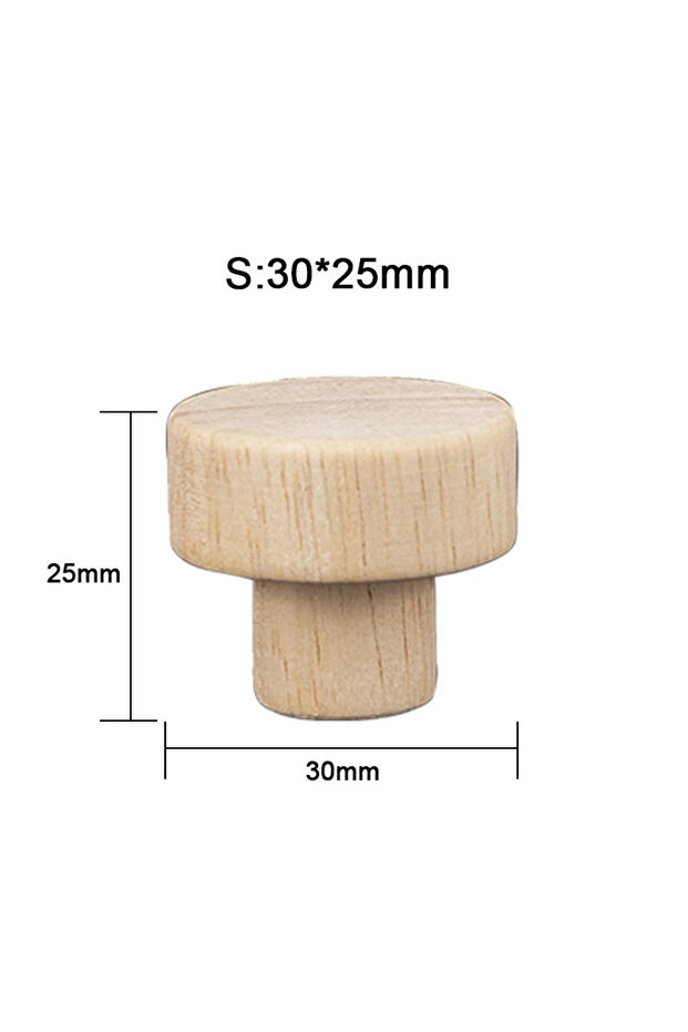 12pcs S 4-48Pcs Wood Knobs Flat Top Round Cabinet Knobs Natural Solid Wooden Dresser Drawer Knobs Ki