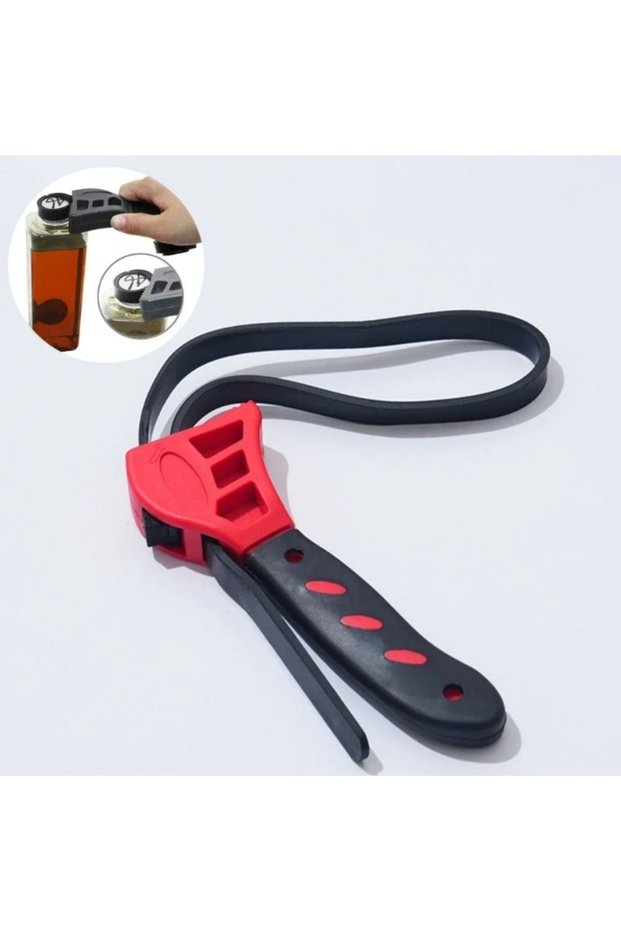 Red 8-inch belt wrench, oil filter wrench sleeve, rubber belt wrench, can opener, adjustable water p