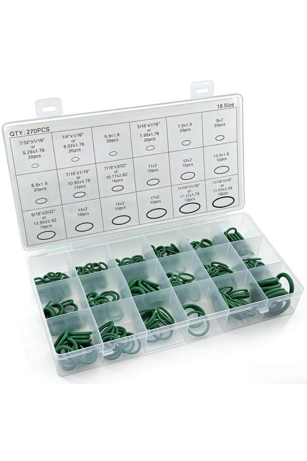 270pcs-box 270PCS Green Seals, Repair O-Rings,Bagged/boxed, Nitrile Gaskets, High-Pressure and High