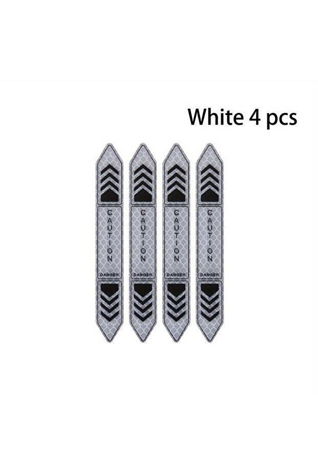 Red 4pcs Reflective Car Door Stickers - Night Safety Warning Decals, Green Chevron Design, 5.51x4.72