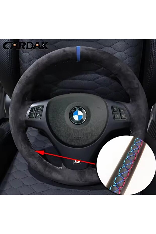 غطاء عجلة قيادة سيارة مخصص من جلد الغزال الناعم المضفر، طراز 2، لسيارات BMW E81 E90، حزمة M Sport M3 E91 E92