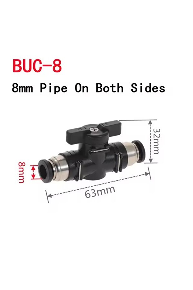 BUC-8 BUC 4 مم 6 مم 8 مم 10 مم 12 مم أسود هوائي سريع التوصيل بالضغط صمام يدوي لتشغيل المفتاح M