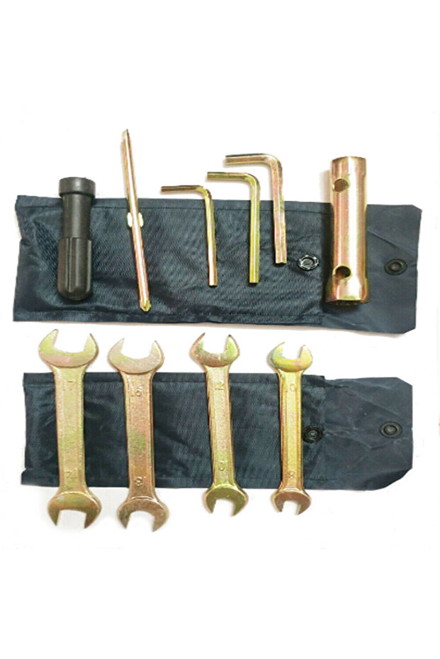 A 9pcs Motorcycle Spanner Wrench Socket Tool Kit With Two Storage Pocket Double Ended Screw Drive M.
