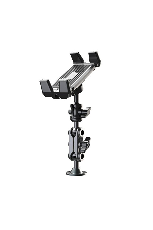 black Car Phone Holder Aluminum Heavy Duty Drill Base Tablet Holder Car Mount Dashboard 360° Adjusta
