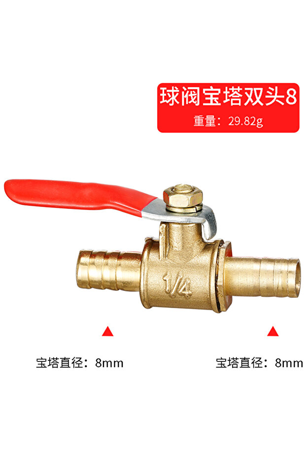 12mm Barb red handle small Valve 6mm 8mm 10mm 12mm Hose Barb Inline Brass Water Oil Air Gas Fuel Lin