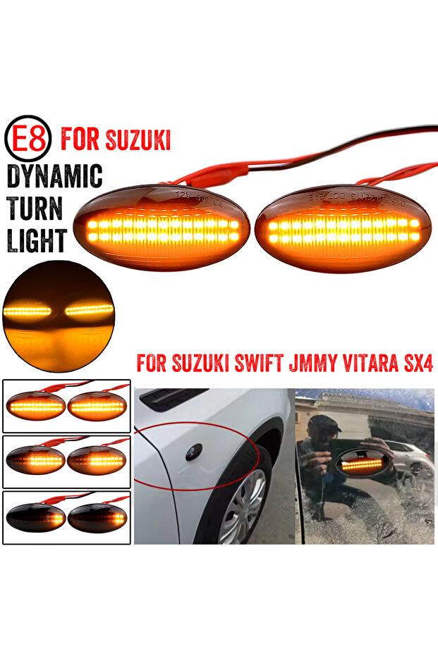 Dynamic Smoked 2pcs Dynamic LED Side Marker Light Repeater Lamp For Fiat Sedici Suzuki Grand Vitara