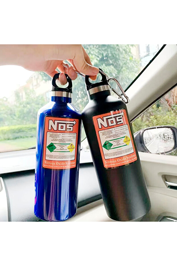 Silver NOS water bottle motorcycles car insulation cup 500ML stainless racing style car interior dec