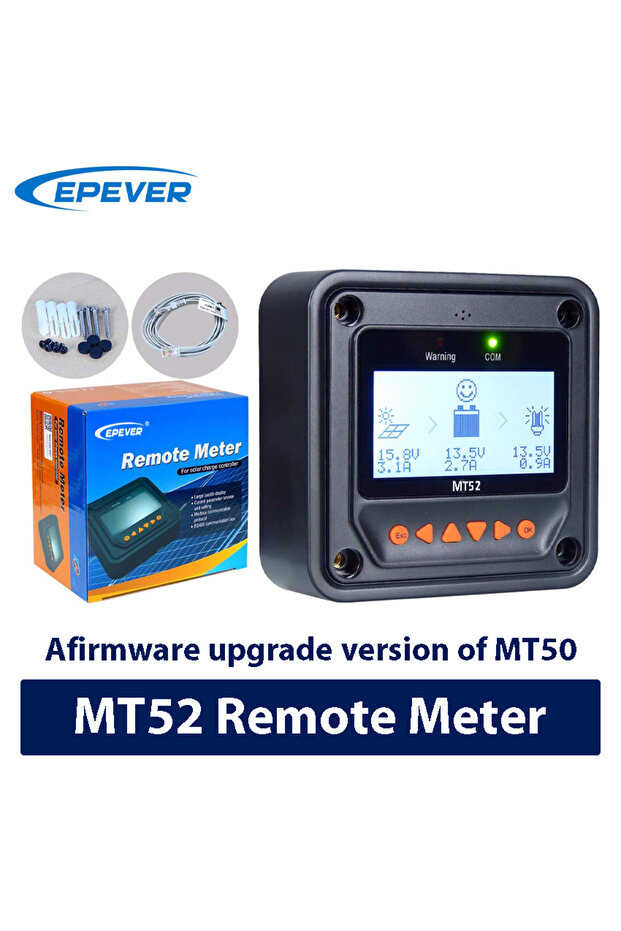 جهاز مراقبة بيانات عن بعد EPEVER MT52، قطعة واحدة، لوحدة تحكم شحن الطاقة الشمسية TracerAN، شاشة LCD، تيار متردد