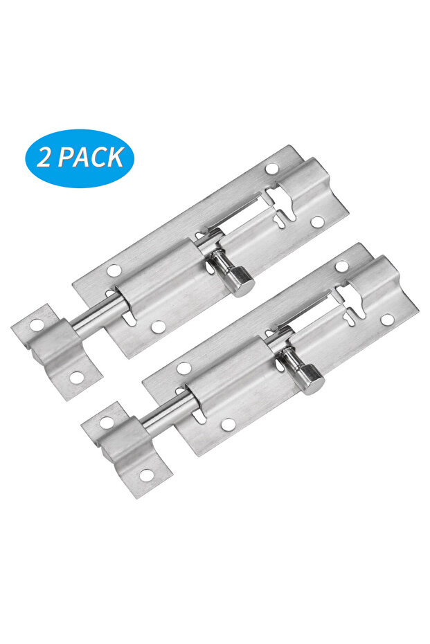 sliver 2pc Stainless Steel Door Security Lock Buckle Window Latch Thickened Sliding Gate Tower Bolts