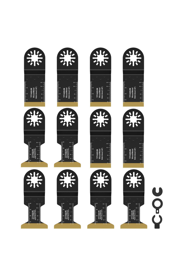 12PCS 12Pcs Titanium Oscillating Saw Blades Set 1.34/1.73inch Multipurpose Bi-Metal Oscillating Mult