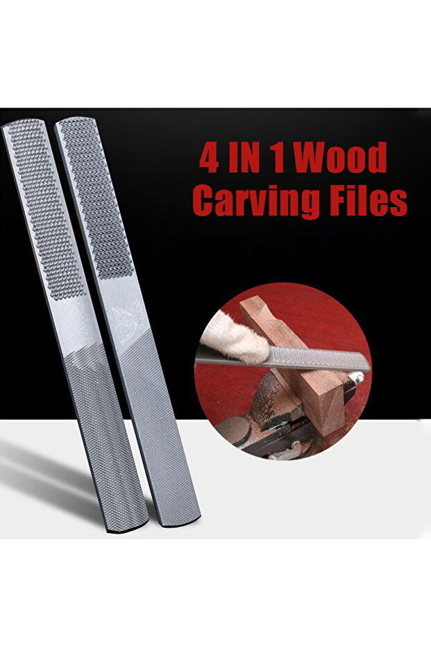 1Pc 4 IN 1 Wood Carving Files Rasp Wooden Rotating Burrs File Double-cut Alloy Square Flat Half R...