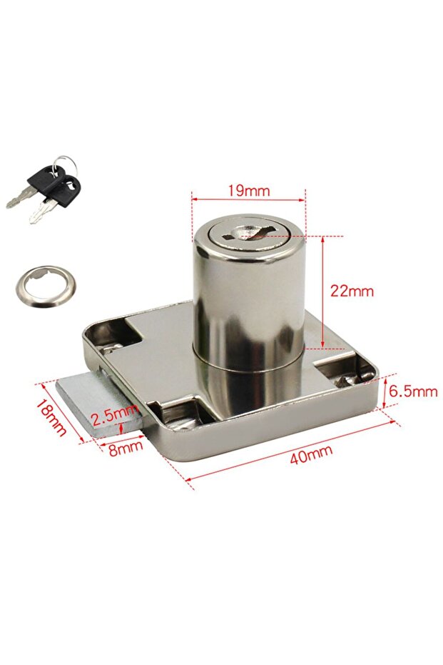 Medium Zinc Alloy Drawer Lock Burglarproof Home Office Security Desk Wardrobe Cabinet Locker with 2