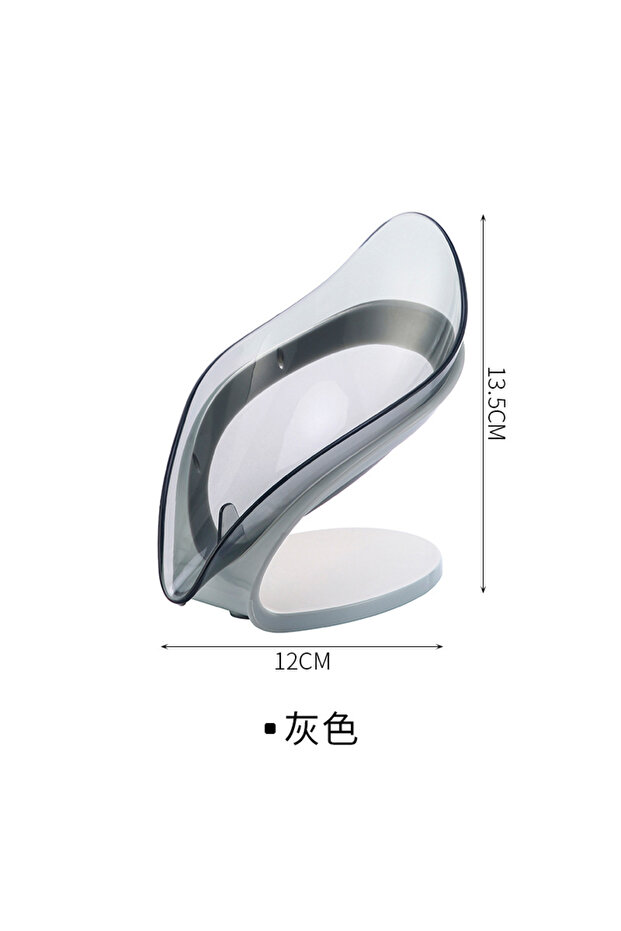 Grey soap holder Leaf Shaped Non Porous Soap Tray with No Water Accumulation, Creative Soap Drain Sh